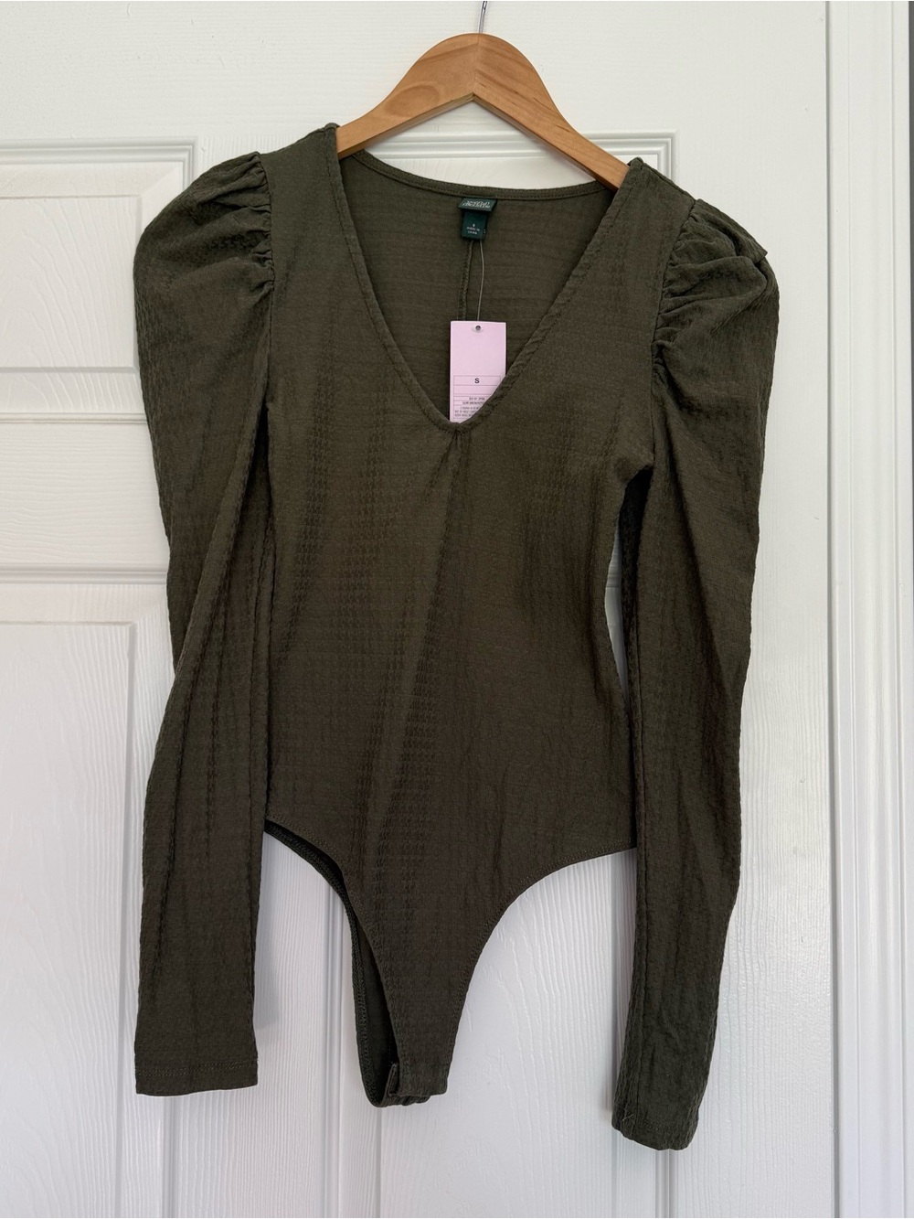 Olive Green V-Neck Bodysuit